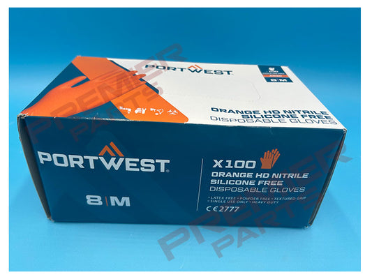 PORTWEST A930 Orange Nitrile HD Disposable Glove (Pk100)