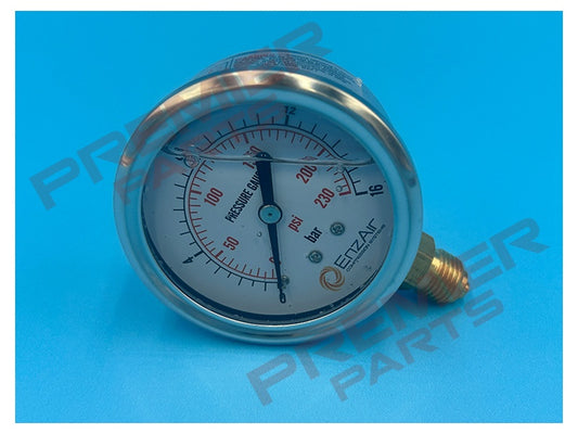 Heavy duty stainless steel glycerine filled pressure gauge 0-16 bar 63mm 1/4 bottom entry