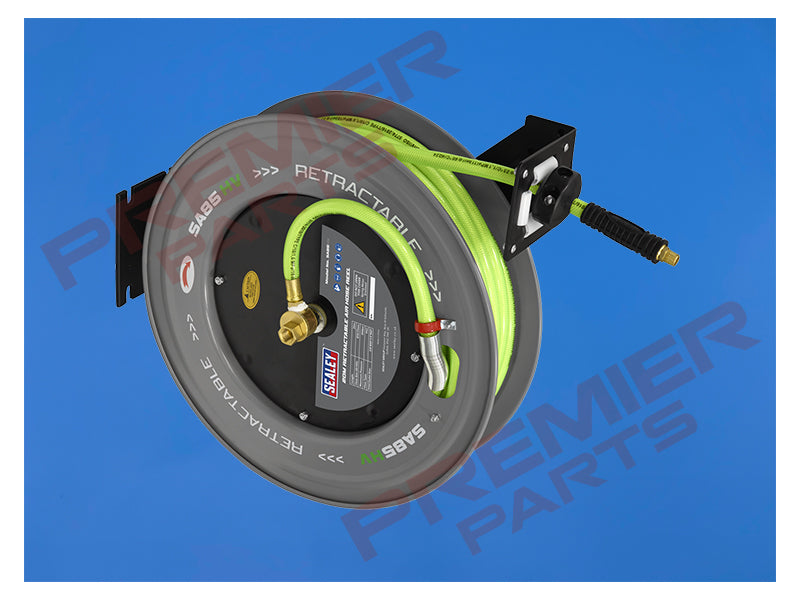 SA85HV SEALEY 20m Retractable High-Visibility PVC Air Hose with Steel Reel 10mm ID SA85HV