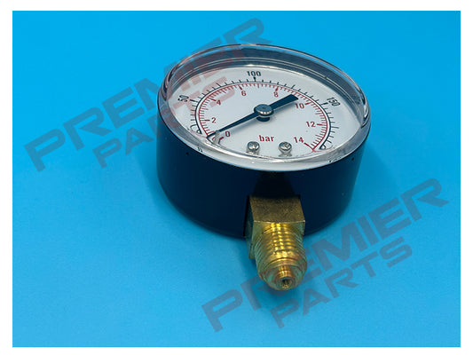 PRESSURE GAUGE 63MM 1/4 BOTTOM 0-14BAR
