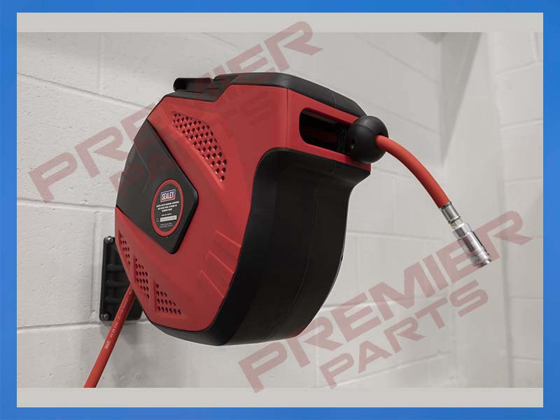 SA822 Sealey 15m Auto-Rewind Control Rubber Air Hose Reel 10mm ID