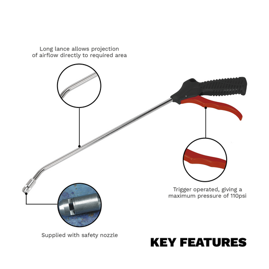 Sealey Air Blow Gun 330mm with 1/4"BSP Air Inlet & Safety Nozzle SA9135