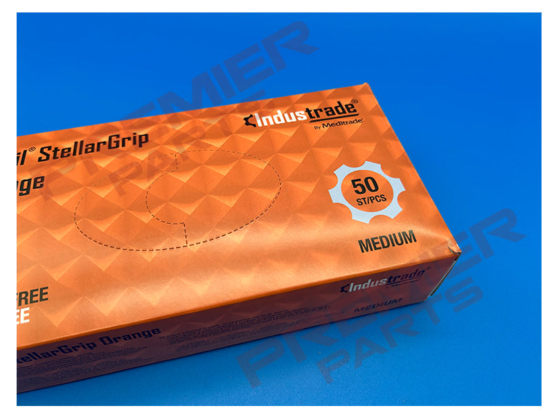 Orange Diamond Grip Nitrile Gloves (50s) M,  L, XL
