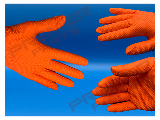 Orange Diamond Grip Nitrile Gloves (50s) M,  L, XL