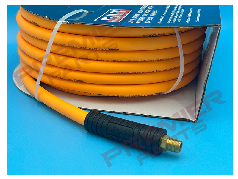 AHHC20 SEALEY High-Visibility Hybrid Air Hose with 1/4"BSP Unions 20m x 8mm