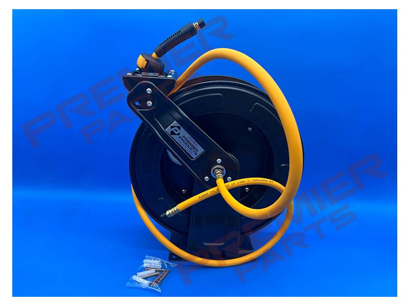 Steel Hose Reel c/w 20 mtrs of Yellow Ultraflex 3/8" ID Hose 1/4 Ends