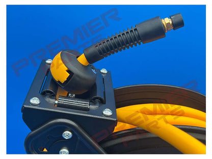 Steel Hose Reel c/w 20 mtrs of Yellow Ultraflex 3/8" ID Hose 1/4 Ends