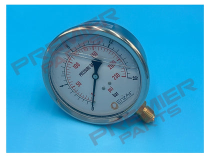 Heavy duty stainless steel glycerine filled pressure gauge 0-16 bar 100mm 3/8 bottom entry