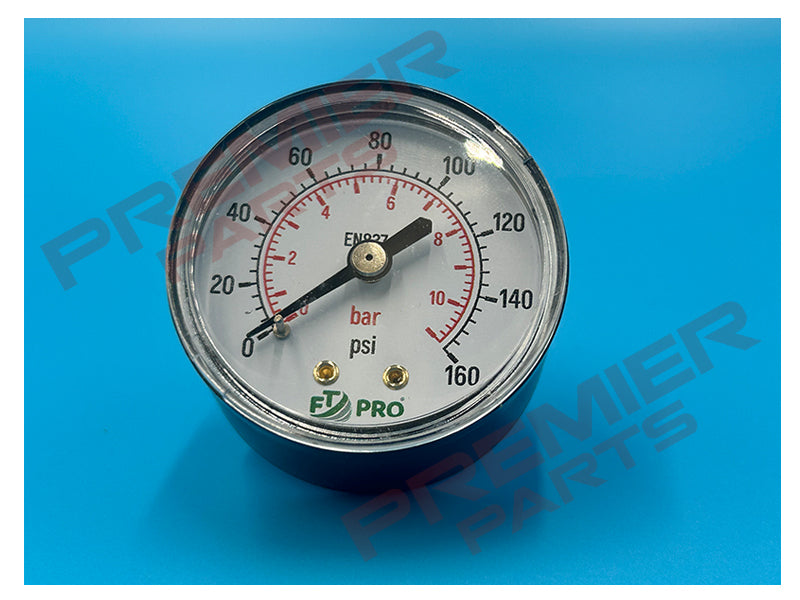 PRESSURE GAUGE 50MM 0-10BAR 1/4 BACK ENTRY