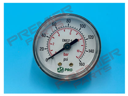 PRESSURE GAUGE 50MM 0-10BAR 1/4 BACK ENTRY