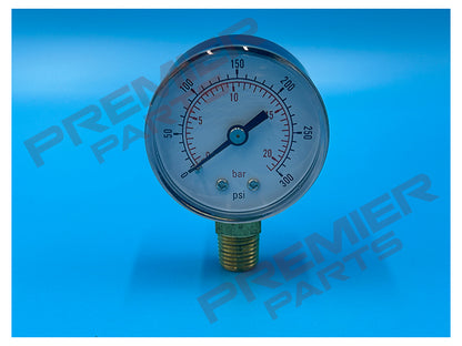 PRESSURE GAUGE 50MM 1/4 BOTTOM 0-20BAR