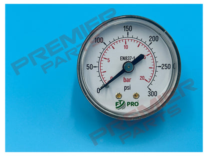 50MM PRESSURE GAUGE 0-20 BAR 1/8 BACK ENTRY