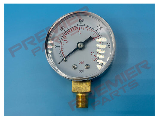 50MM PRESSURE GAUGE 0-20 BAR 1/8 BOTTOM ENTRY