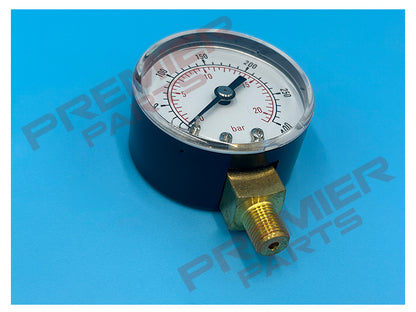 50MM PRESSURE GAUGE 0-20 BAR 1/8 BOTTOM ENTRY