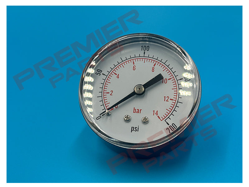 PRESSURE GAUGE 63MM 0-12BAR 1/4 BACK ENTRY