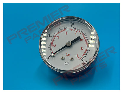 PRESSURE GAUGE 63MM 0-12BAR 1/4 BACK ENTRY