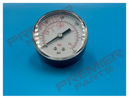 PRESSURE GAUGE 63MM 0-20BAR 1/4 BACK ENTRY