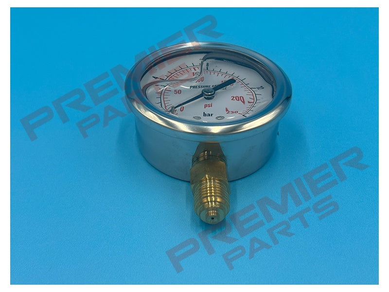 Heavy duty stainless steel glycerine filled pressure gauge 0-16 bar 63mm 1/4 bottom entry
