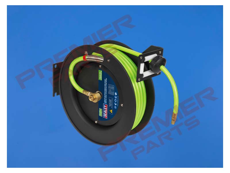 15m Retractable High-Visibility TPR Air Hose with Metal Reel 10mm ID