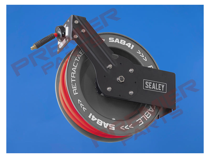 SA84 SEALEY 8m Retractable Rubber Air Hose with Steel Reel 10mm ID