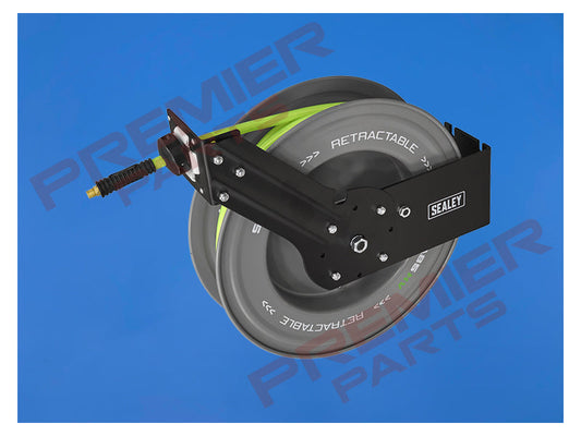 20m Retractable High-Visibility PVC Air Hose with Steel Reel 10mm ID SA85HV