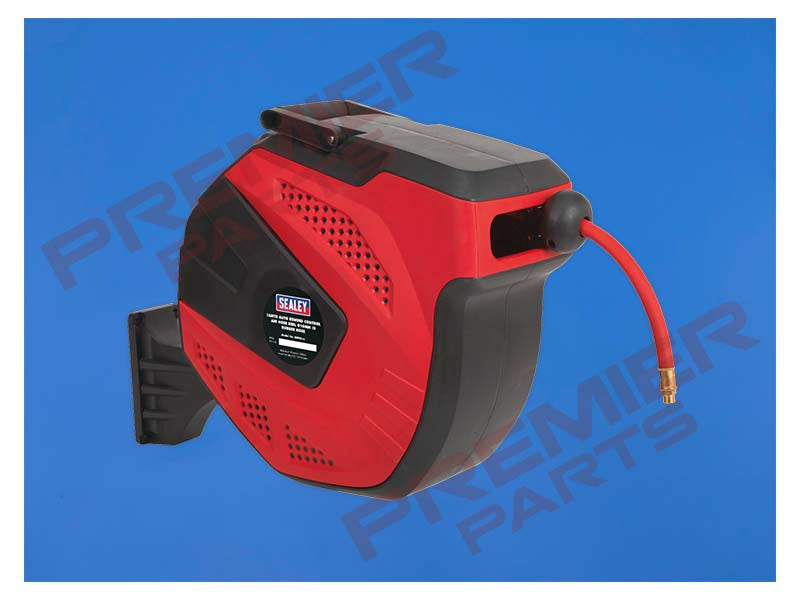 SA822 Sealey 15m Auto-Rewind Control Rubber Air Hose Reel 10mm ID