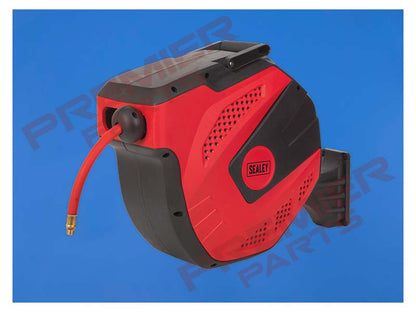 SA822 Sealey 15m Auto-Rewind Control Rubber Air Hose Reel 10mm ID